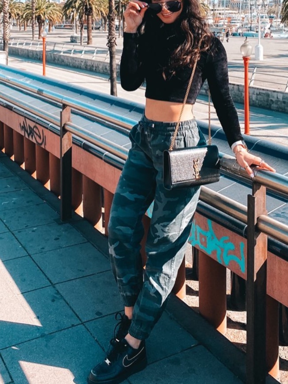 Babaton Black Velvet Crop Top